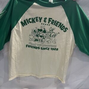 Walt Disney Mickey Mouse Baggy Sweater Womens Long Sleeve Pullover Small Green
